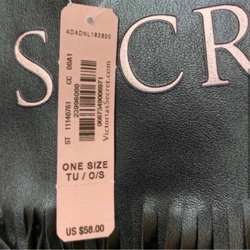 Victoria’s Secret Black Fringe Tote Bag NWT!! - Picture 3 of 7
